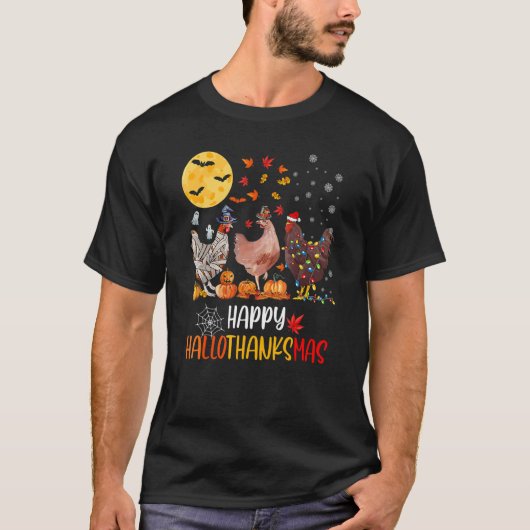 Happy HalloThanksMas Chicken   Famring Christmas   T-Shirt (Vorderseite)