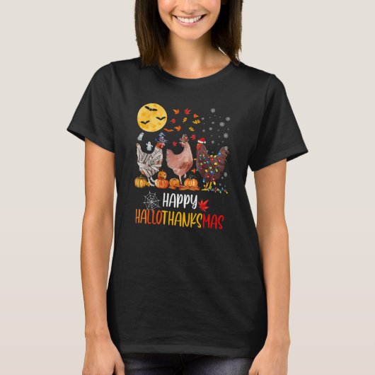Happy HalloThanksMas Chicken   Famring Christmas   T-Shirt (Vorderseite)