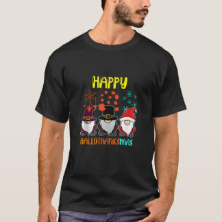 Happy Hallothanksmas Christmas Halloween Thanksgiv T-Shirt