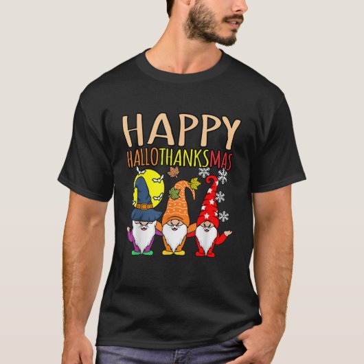Happy Hallothanksmas Christmas Halloween Thanksgiv T-Shirt (Vorderseite)
