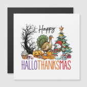 Happy Hallothanksmas Clipart Magnetkarte (Vorne/Hinten)