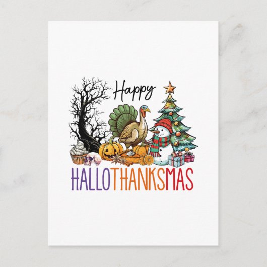 Happy Hallothanksmas Clipart Postkarte (Vorderseite)