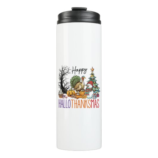 Happy Hallothanksmas Clipart Thermosbecher (Vorderseite)