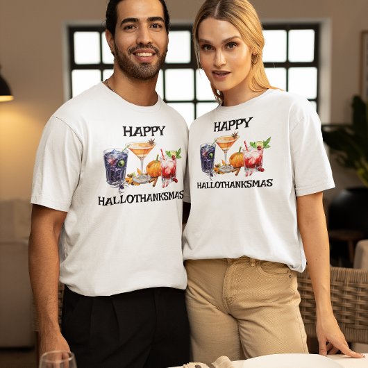Happy Hallothanksmas Cocktails Feierliche Feier T-Shirt