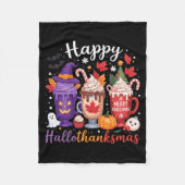 Happy Hallothanksmas Coffee Lover Halloween Merry  Fleecedecke (Vorderseite)