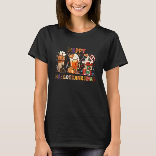 Happy Hallothanksmas Coffee Nurse Halloween Drink T-Shirt (Vorderseite)