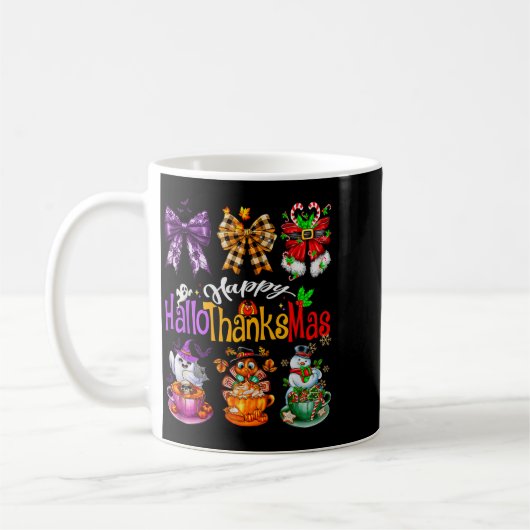 Happy Hallothanksmas Coquette Bow Coffee Latte Can Kaffeetasse (Links)