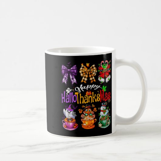 Happy Hallothanksmas Coquette Bow Coffee Latte Can Kaffeetasse (Rechts)