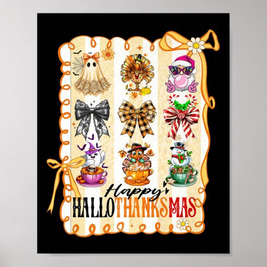 Happy Hallothanksmas Coquette Bow Halloween Thanks Poster (Vorne)