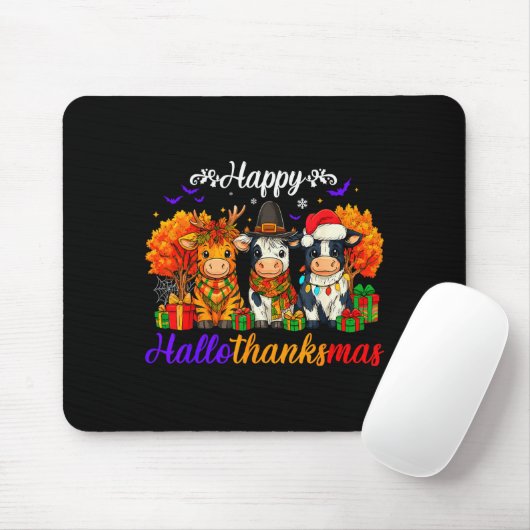 Happy Hallothanksmas Cows For Farmer  Mousepad (Mit Mouse)