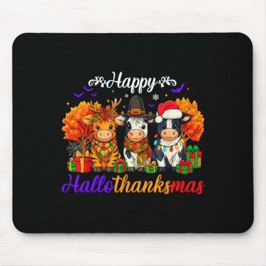 Happy Hallothanksmas Cows For Farmer  Mousepad (Vorne)