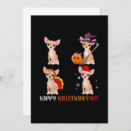Happy Hallothanksmas Cute Hexe Türkei Santa Ankündigung (Vorne/Hinten)