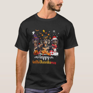 Happy Hallothanksmas Dackel Dog Halloween Chris T-Shirt