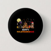 Happy Hallothanksmas Dackel Hund Lover Halloween Button (Vorderseite)
