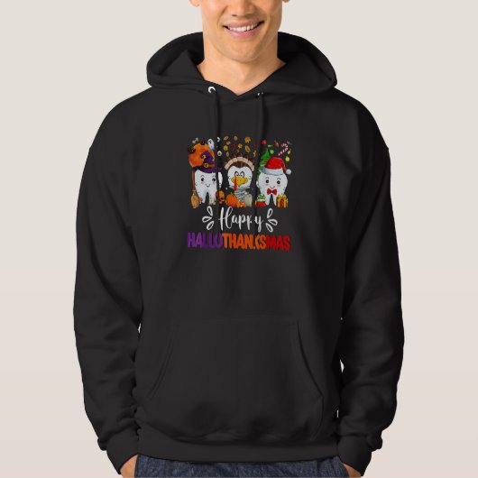 Happy HalloThanksMas Dental Boo Crew Dentist Assis Hoodie (Vorderseite)