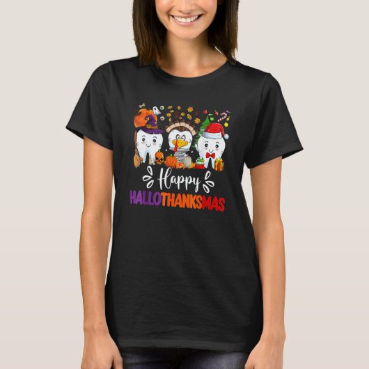 Happy HalloThanksMas Dental Boo Crew Dentist Assis T-Shirt (Vorderseite)