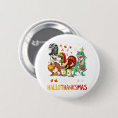 Happy Hallothanksmas Dinosaur T-Rex Halloween Chri Button (Vorne & Hinten)