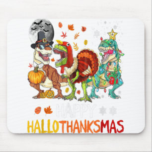 Happy Hallothanksmas Dinosaur T-Rex Halloween Chri Mousepad