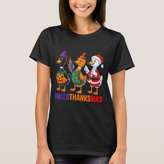 Happy Hallothanksmas Duck Lover Halloween Merry Ch T-Shirt (Vorderseite)