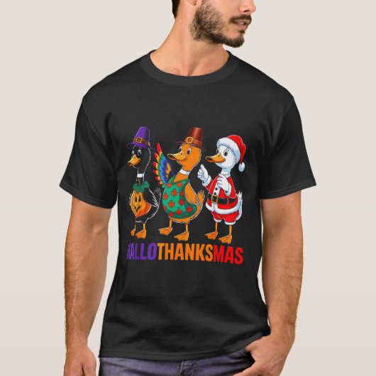 Happy Hallothanksmas Duck Lover Halloween Merry Ch T-Shirt (Vorderseite)