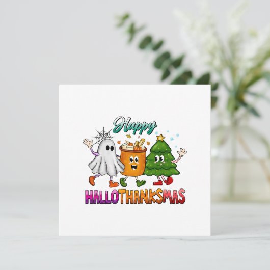 Happy Hallothanksmas Einladung (Stehend Vorderseite)