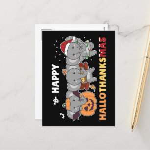 Happy Hallothanksmas Elephant Weihnachtslephant H Feiertagspostkarte
