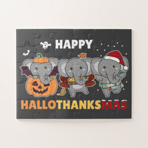 Happy Hallothanksmas Elephant Weihnachtslephant J Puzzle