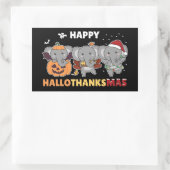 Happy Hallothanksmas Elephant Weihnachtslephant S Rechteckiger Aufkleber (Tasche)