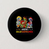 Happy Hallothanksmas Erntedank Dinosaur T Rex T Button (Vorderseite)