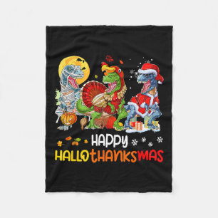 Happy Hallothanksmas Erntedank Dinosaur T Rex T Fleecedecke