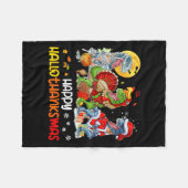 Happy Hallothanksmas Erntedank Dinosaur T Rex T Fleecedecke (Vorderseite (Horizontal))