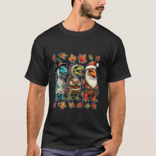 Happy Hallothanksmas Erntedank Dinosaur Trex Tu T-Shirt