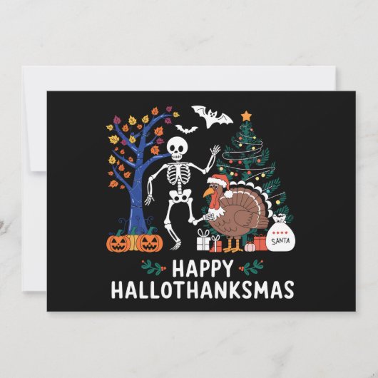 Happy Hallothanksmas Feiertagssaison Geschenk Fall Einladung (Vorderseite)