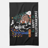 Happy Hallothanksmas Feiertagssaison Geschenk Fall Geschirrtuch (Vertikal)