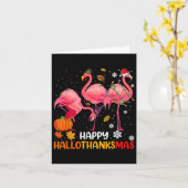 Happy Hallothanksmas Flamingo Karte (Gelbe Blume)