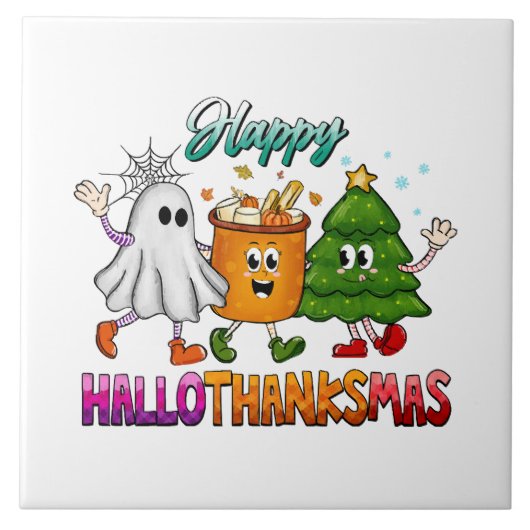 Happy Hallothanksmas Fliese (Vorderseite)