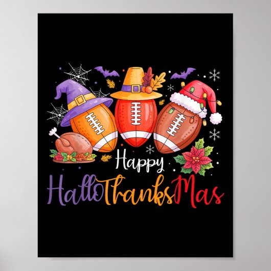 Happy Hallothanksmas Football Halloween Poster (Vorne)