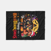 Happy Hallothanksmas Funny Dackel Dog Lover Dog Fleecedecke (Vorderseite (Horizontal))
