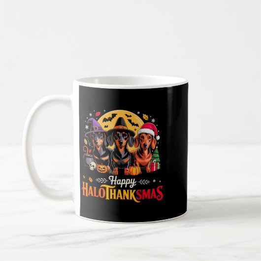 Happy Hallothanksmas Funny Dackel Dog Lover Dog Kaffeetasse (Links)