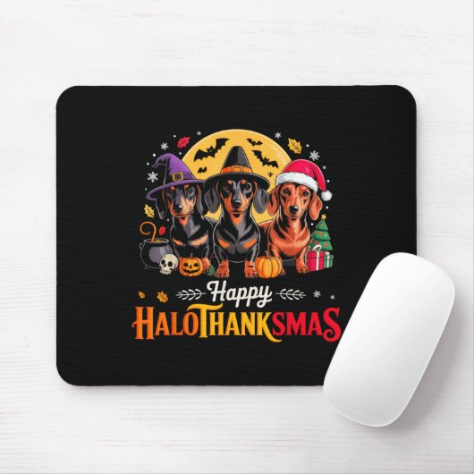 Happy Hallothanksmas Funny Dackel Dog Lover Dog Mousepad (Mit Mouse)