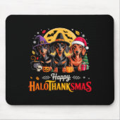 Happy Hallothanksmas Funny Dackel Dog Lover Dog Mousepad (Vorne)