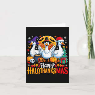 Happy Hallothanksmas Funny Goose Animal Lovers Own Karte
