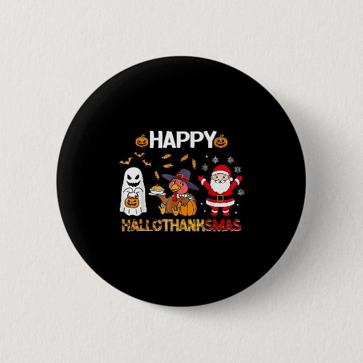 Happy Hallothanksmas Funny Halloween Erntedank Button (Vorderseite)