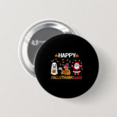 Happy Hallothanksmas Funny Halloween Erntedank Button (Vorne & Hinten)