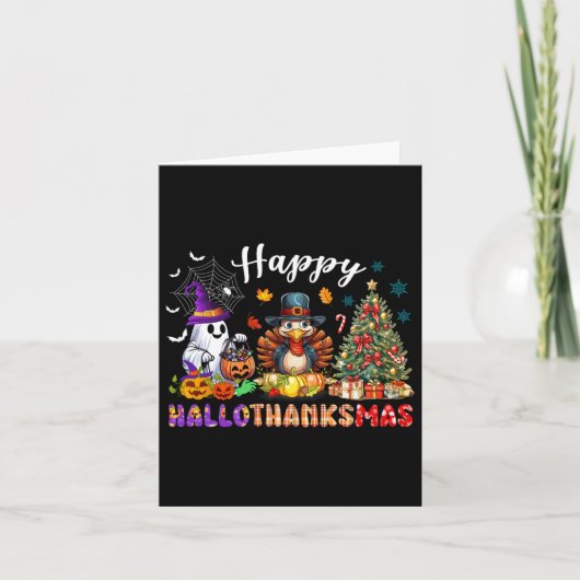 Happy Hallothanksmas Funny Halloween Erntedank Karte (Vorderseite)