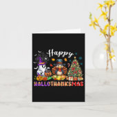 Happy Hallothanksmas Funny Halloween Erntedank Karte (Gelbe Blume)