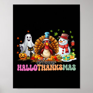 Happy Hallothanksmas Funny Halloween Erntedank Poster