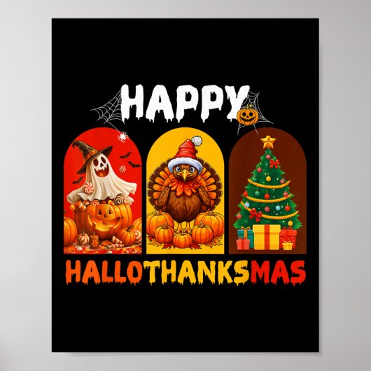 Happy Hallothanksmas Funny Halloween Erntedank Poster (Vorne)