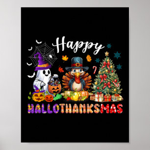 Happy Hallothanksmas Funny Halloween Erntedank Poster