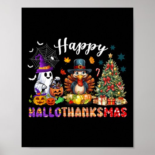 Happy Hallothanksmas Funny Halloween Erntedank Poster (Vorne)